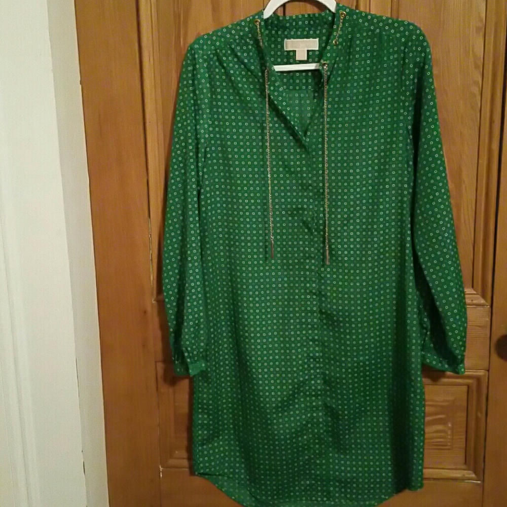 Michael Kors Green Geometric Pattern Dress. Size M
